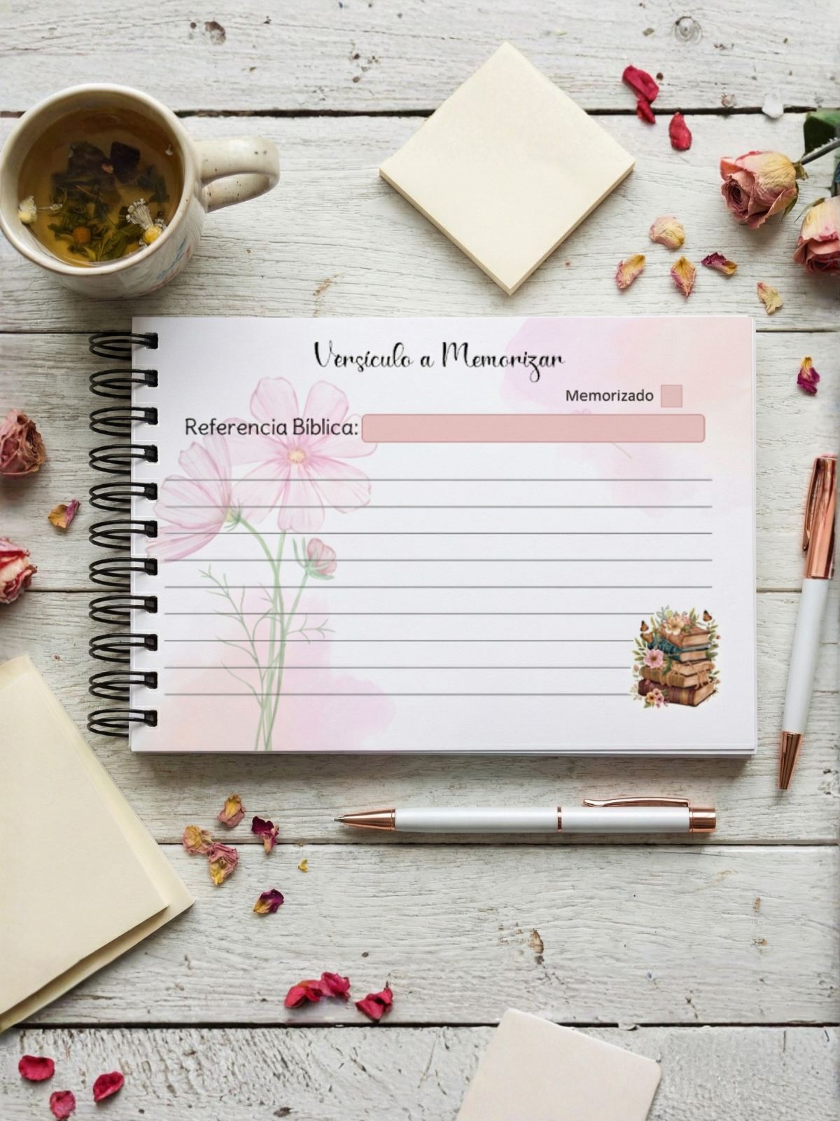 Libreta Versículos... Flor Romántica